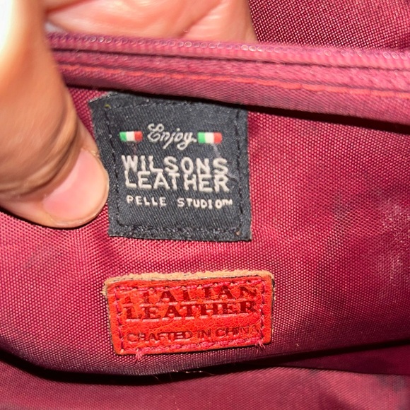 VINTAGE Italian 🇮🇹 Leather Top Handle Barrel bag Wilson’s Pelle Studios - Picture 11 of 14